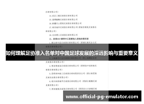 如何理解足协准入名单对中国足球发展的深远影响与重要意义